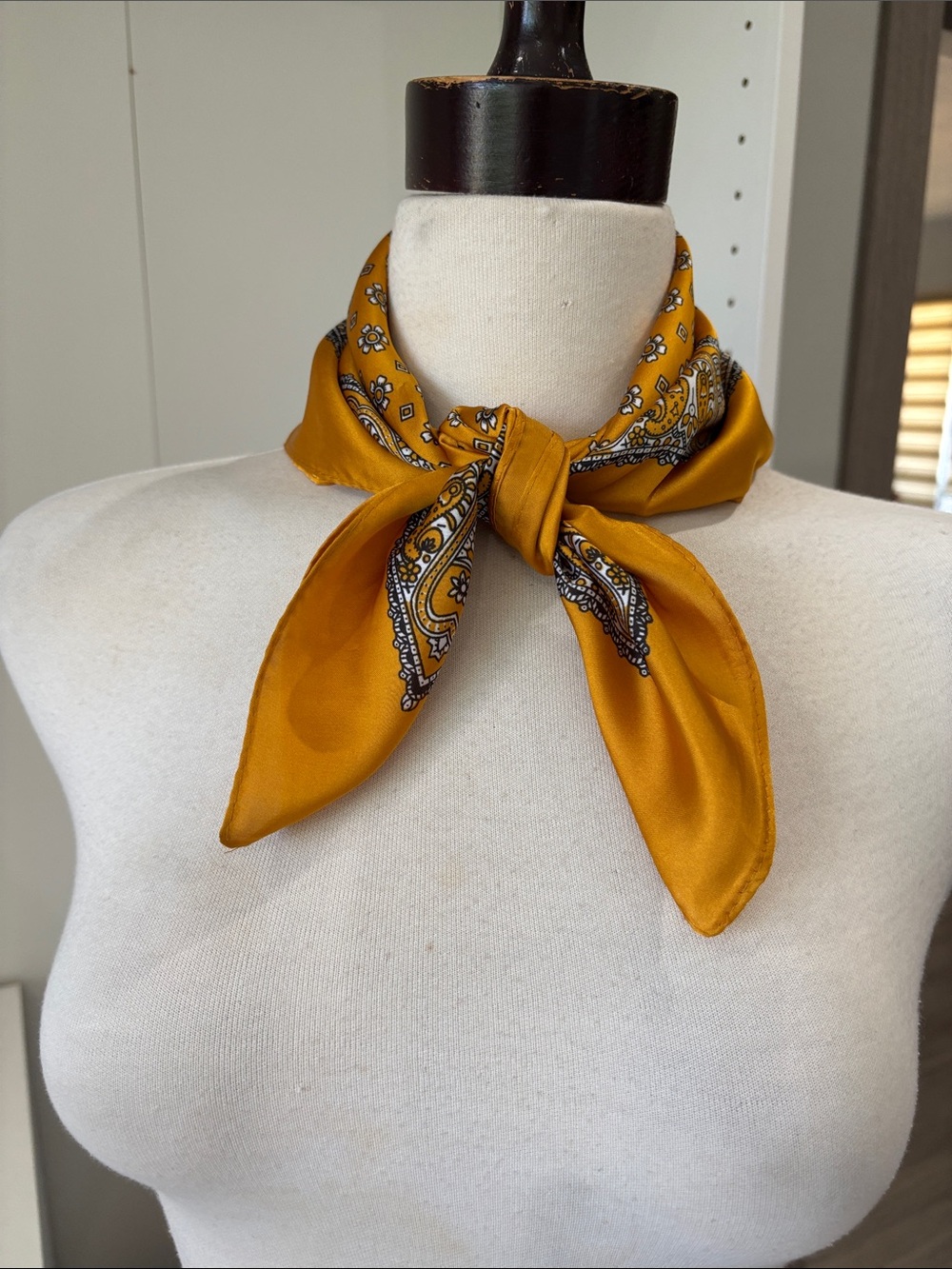 Silky Mustard Paisley Neck Scarf - Women's Accessory